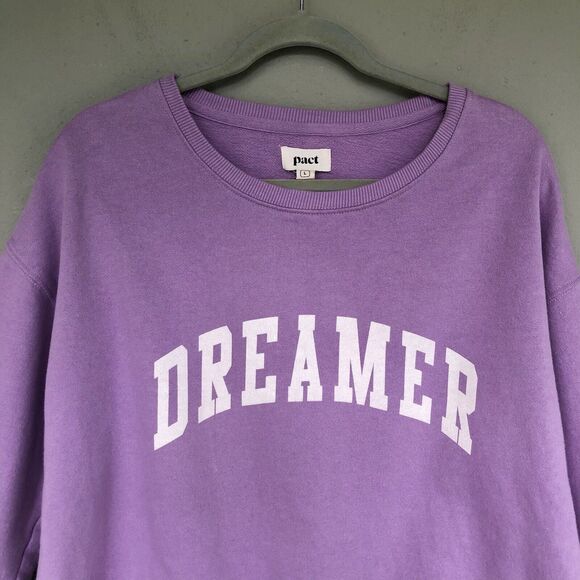 Pact Dreamer Sweatshirt Women L Lilac Boxy Organic Cotton Minimalist Boxy Casual - Picture 3 of 12